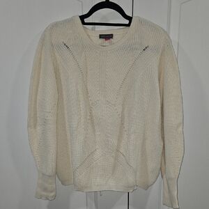 Vince Camuto Cream Cable-Knit Crewneck Sweater